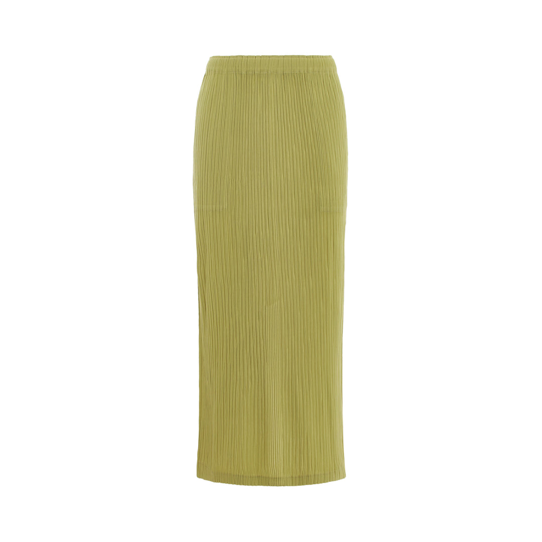 Hatching Pleated Midi Skirt