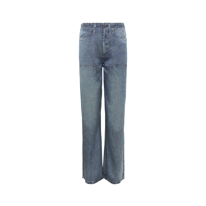 rag & bone Miramar Carpenter Wide-Leg Jeans in faded mid-blue denim with front patch pockets and high-rise waist