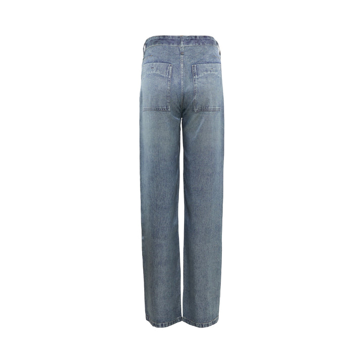 rag & bone Miramar Carpenter Wide-Leg Jeans in faded mid-blue denim with front patch pockets and high-rise waist