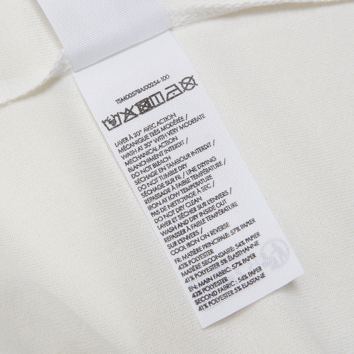 JACQUEMUS Round Square T-Shirt in white with a relaxed boxy fit and crew neckline, displayed on a flat ghost mannequin against a white background.