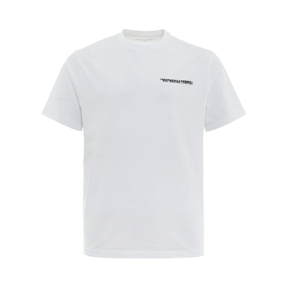Pop Trading Company Stamp T-Shirt in white with double-line logo stamp print on chest, crew neck, short sleeves