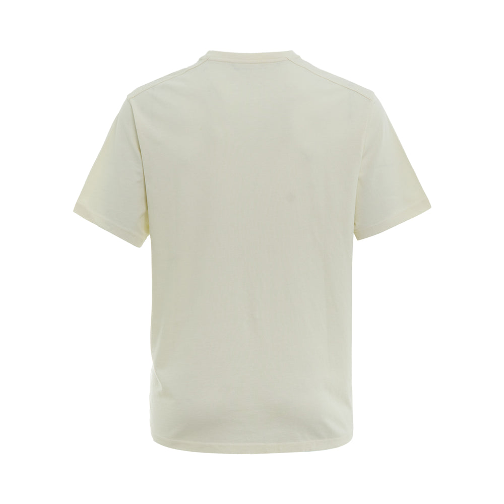 Pop Trading Company Headache Tee in off-white with a large blue duotone halftone screen print of hands pressing against a face, front view