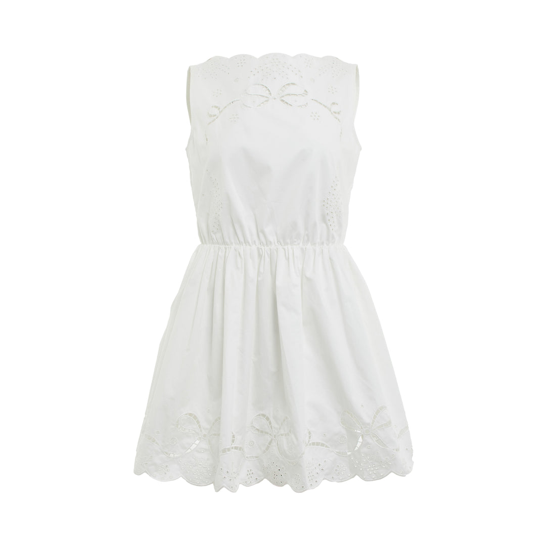 Self-Portrait White Cotton Embroidered Mini Dress – Available at Club 21, Official Retailer in Singapore, Malaysia & Thailand with Global Shipping Online