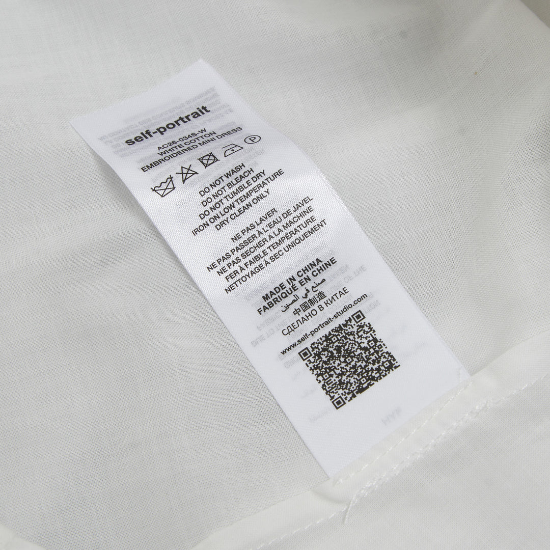 Self-Portrait White Cotton Embroidered Mini Dress – Available at Club 21, Official Retailer in Singapore, Malaysia & Thailand with Global Shipping Online