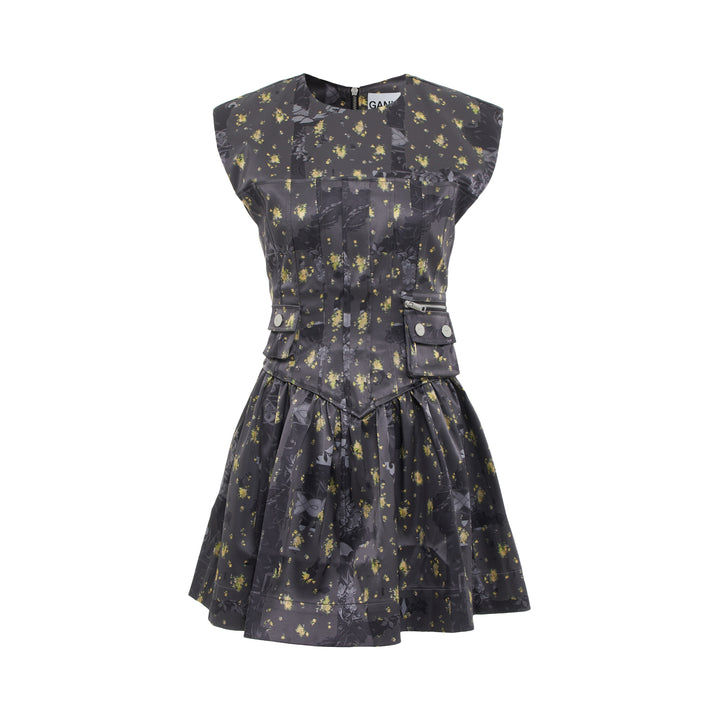GANNI Printed Double Satin Corset Midi Dress – Available at Club 21, Official Retailer in Singapore, Malaysia & Thailand with Global Shipping Online