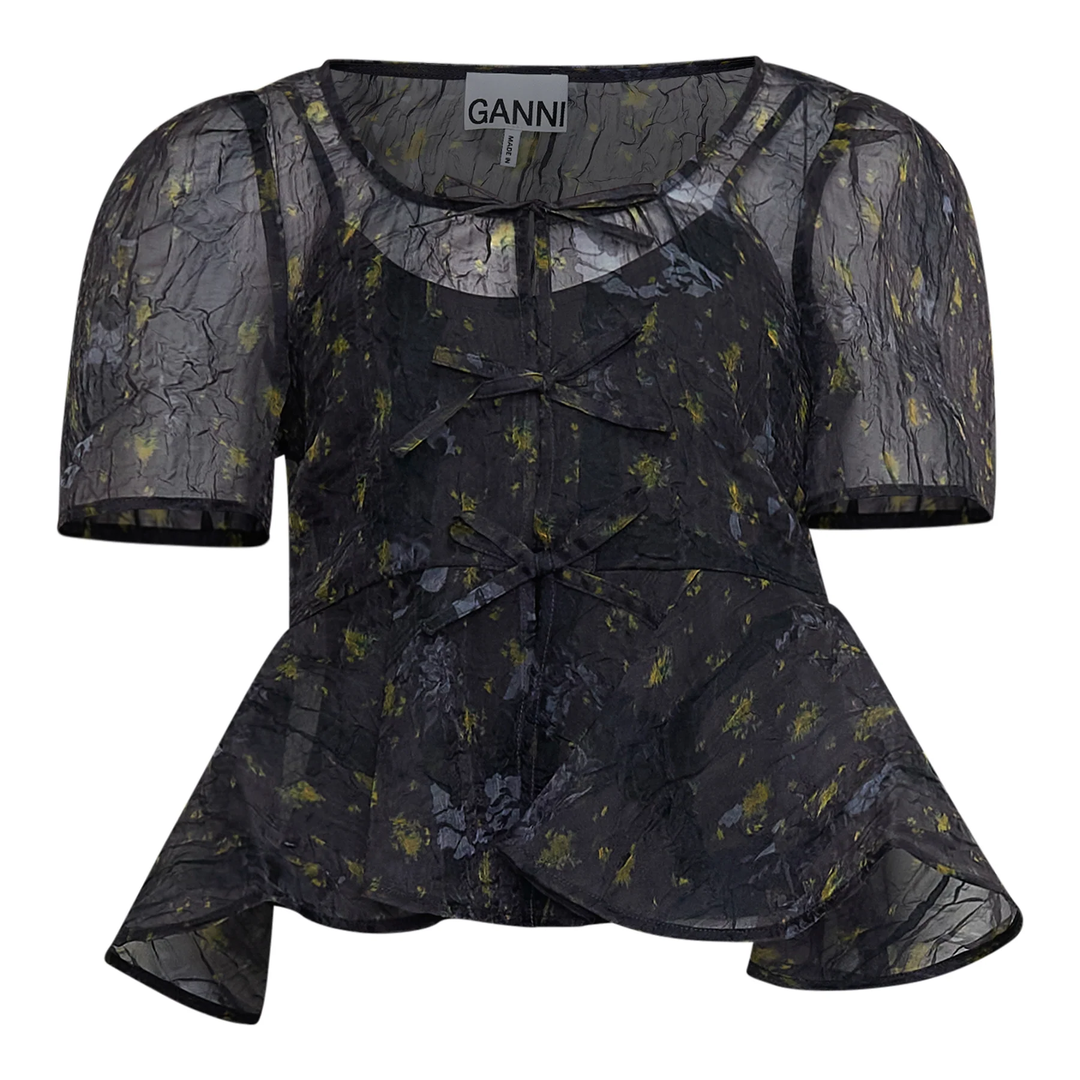 Printed Shibori Organza Blouse
