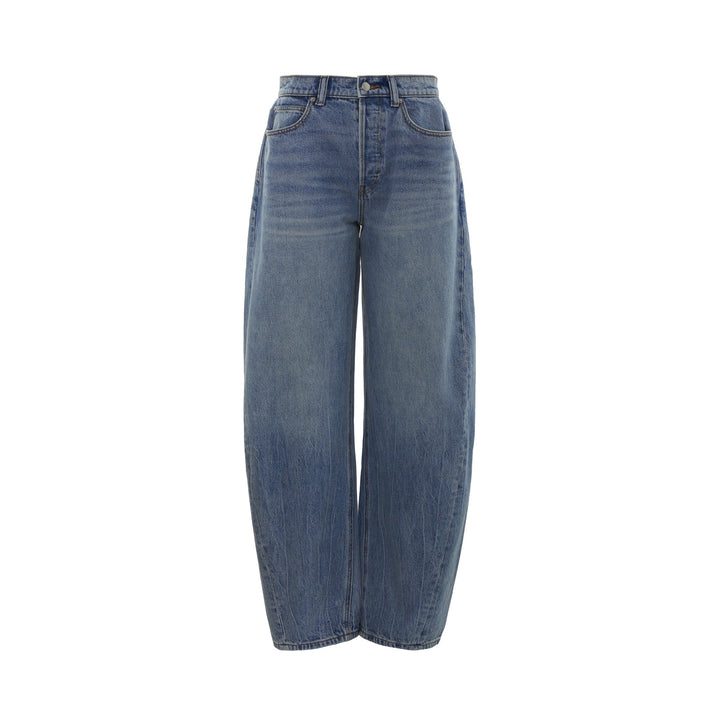 Alexander Wang Blowup Jeans in medium blue wash with a high-rise, barrel-leg silhouette