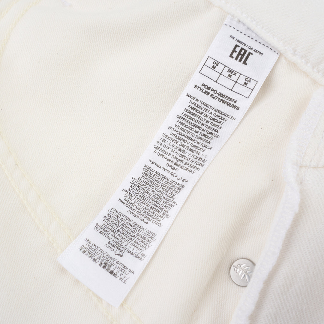 rag & bone Nolan Shorts in ivory white denim with scalloped hem, self-tie drawstring waist, and silver-tone rivets, front view - view 3