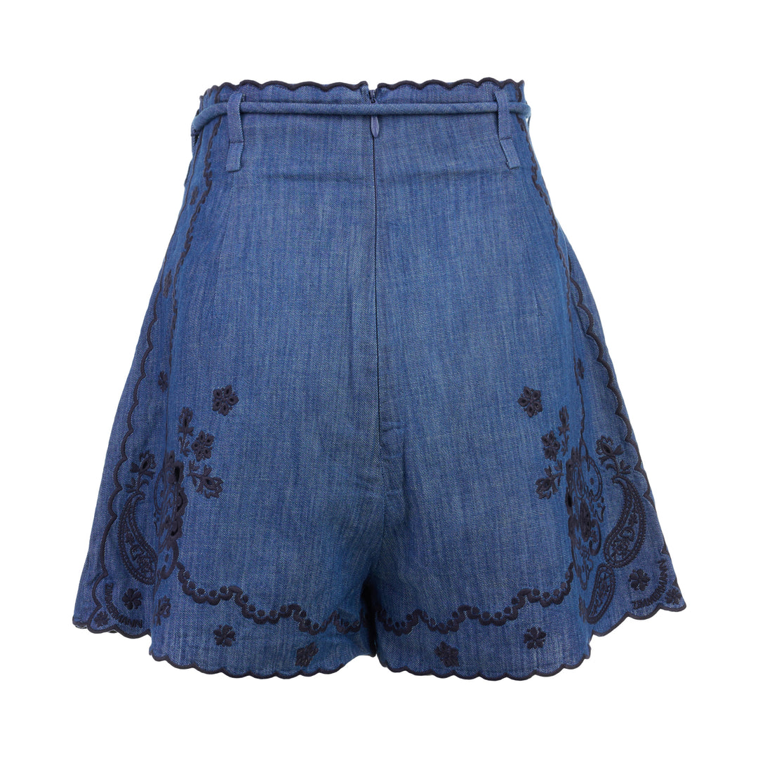 Aster Embroidered Denim Shorts