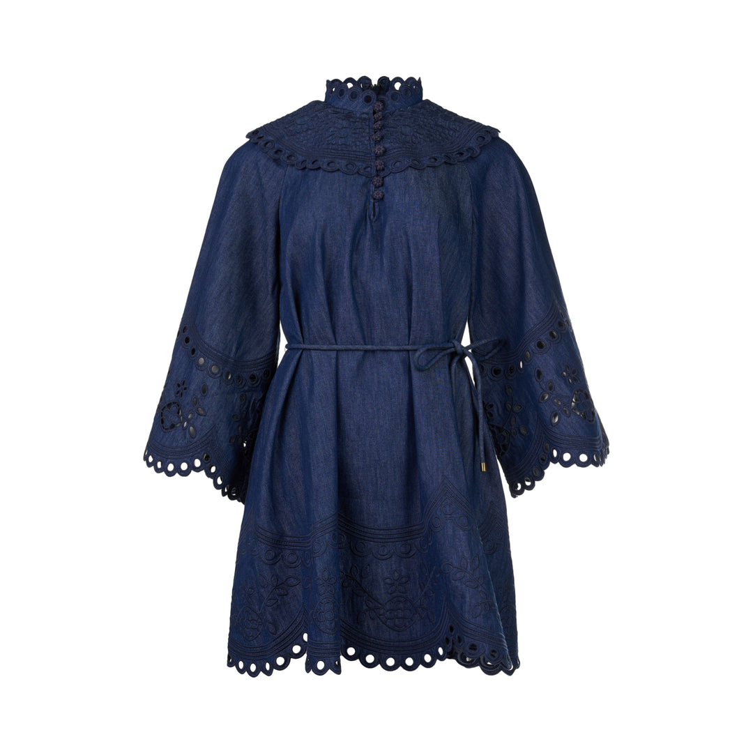 Mahon Broderie Denim Mini Dress