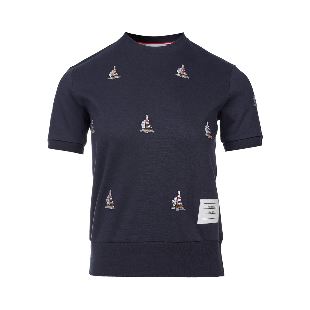 Short Sleeve Sailboat Embroidered Tee