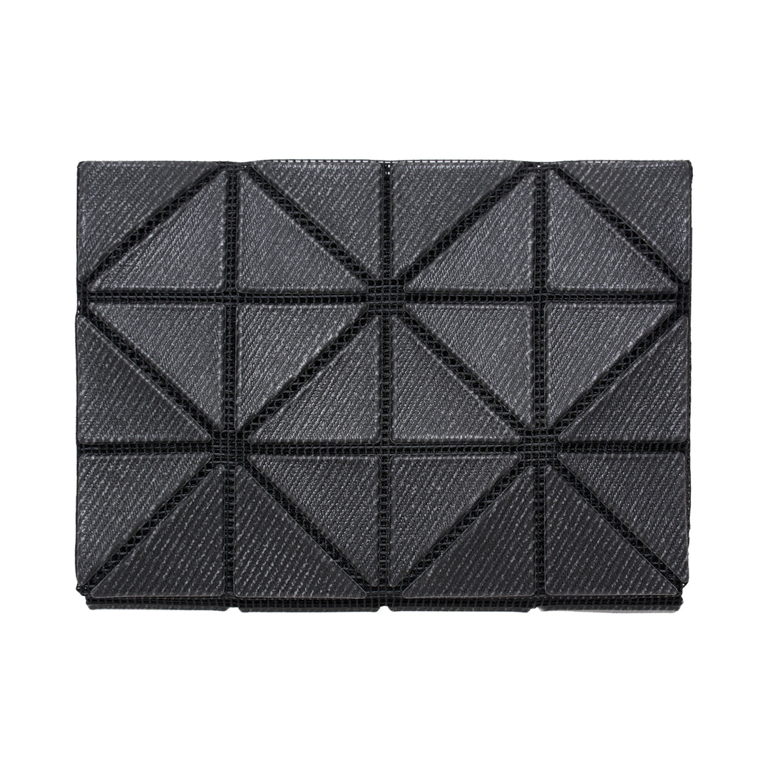 Bao Bao Issey Miyake geometric card case wallet in dark grey with signature triangular tile panel construction and black seam detailing, front view - view 3
