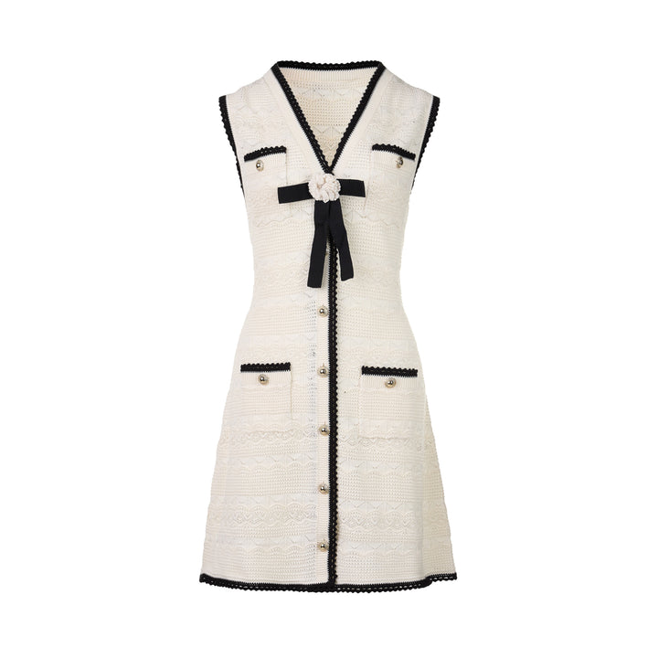 Pointelle Knit Mini Dress