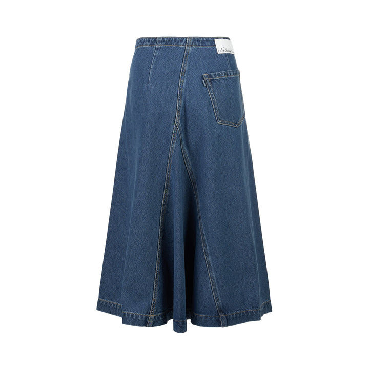 Asymmetrical Denim Midi Skirt