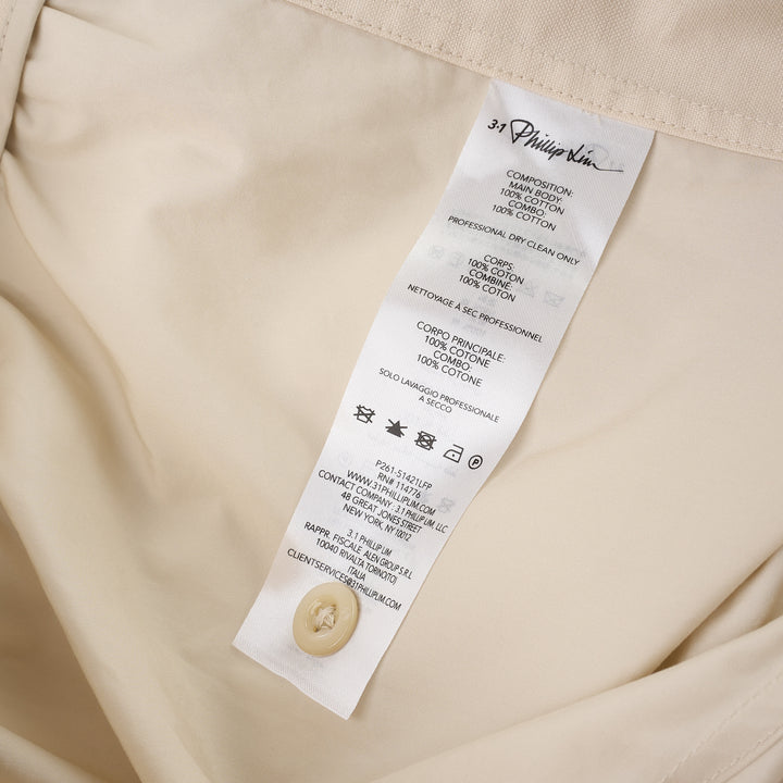 3.1 Phillip Lim Double Waistband Poplin Pants in ecru, featuring a wide-leg silhouette, drawstring waistband, and thigh patch pockets - view 4