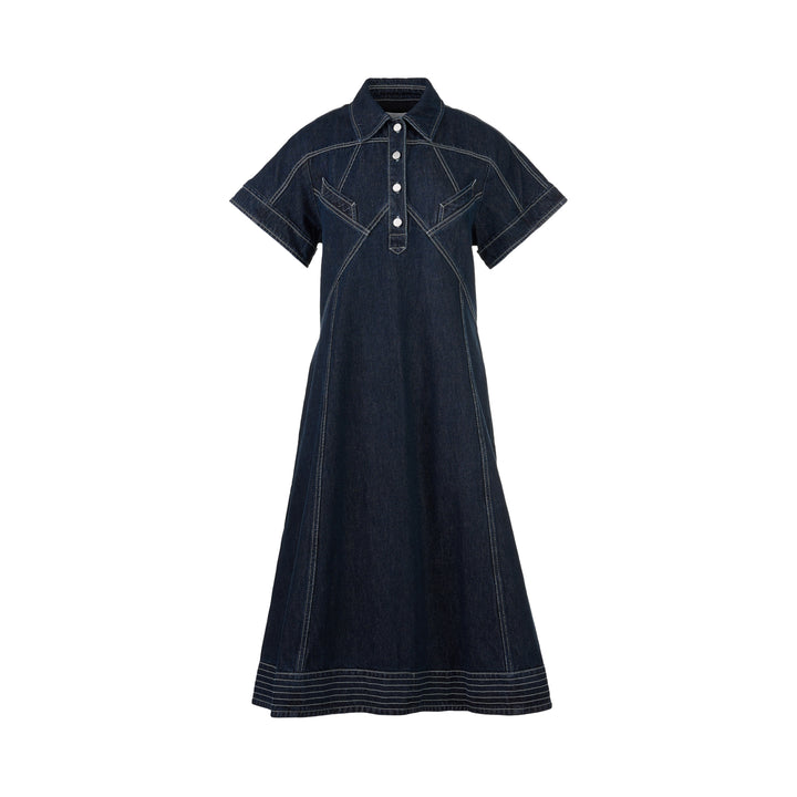 Trapeze Midi Denim Shirt Dress