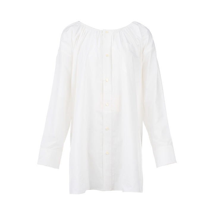 Button Down Scoop Neck Shirt Dress