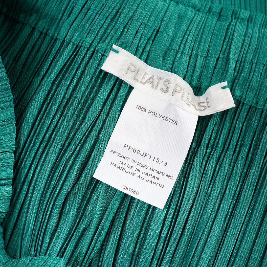 Pleats Please Issey Miyake Monthly Colors July wide-leg pleated pants in teal green with elasticated waistband and micro-pleat detailing throughout - view 3