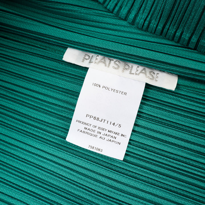 Pleats Please Issey Miyake Monthly Colors July Dress in vibrant teal, featuring signature micro-pleating throughout and a relaxed cocoon silhouette with cap sleeves - view 3