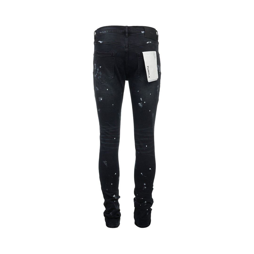 Black Resin Knee Slit Jeans