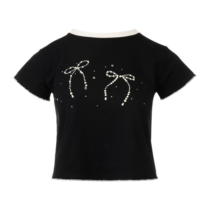 Pearl Bow Embellished Tee