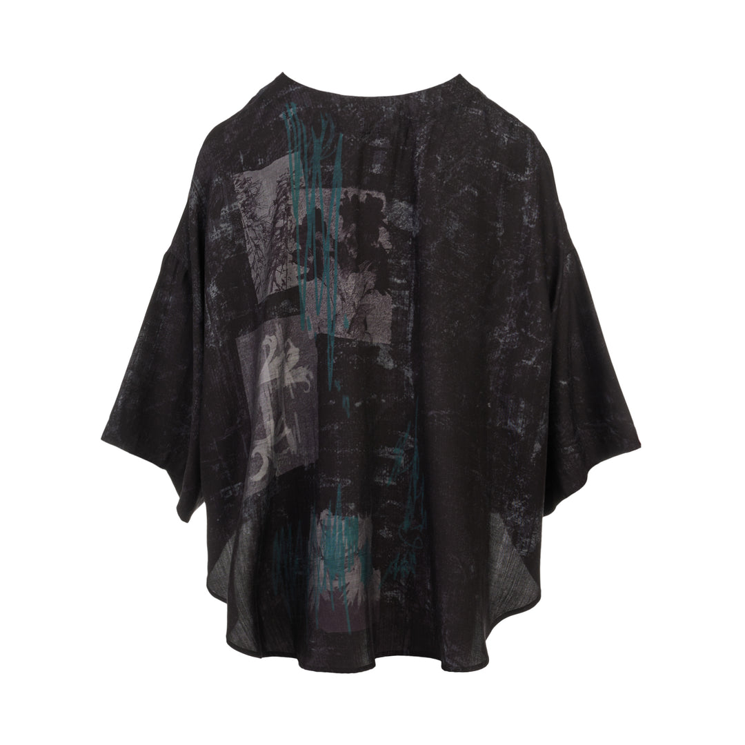 Abstract Print Half Sleeve Blouse