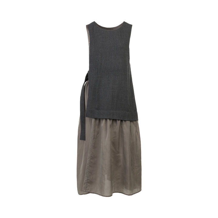 Combination Sleeveless Midi Dress