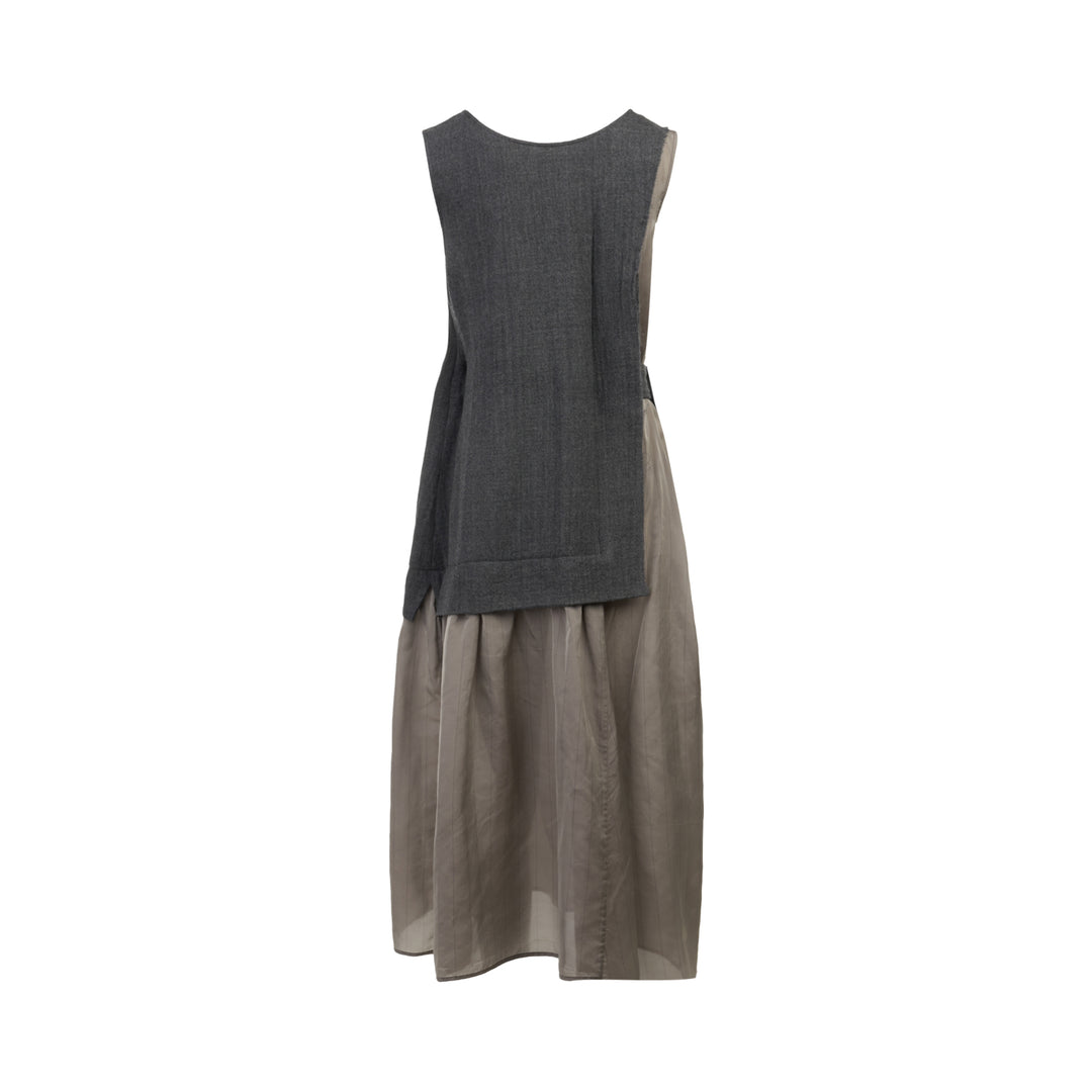 Combination Sleeveless Midi Dress