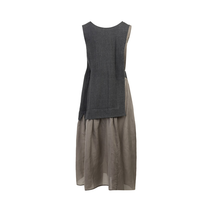 Combination Sleeveless Midi Dress
