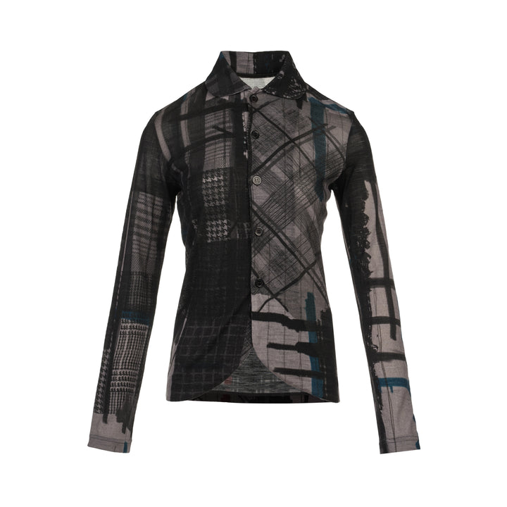 Round Collar Printed Cardigan