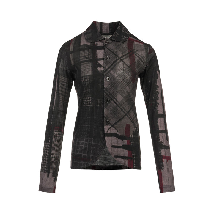 Round Collar Printed Cardigan