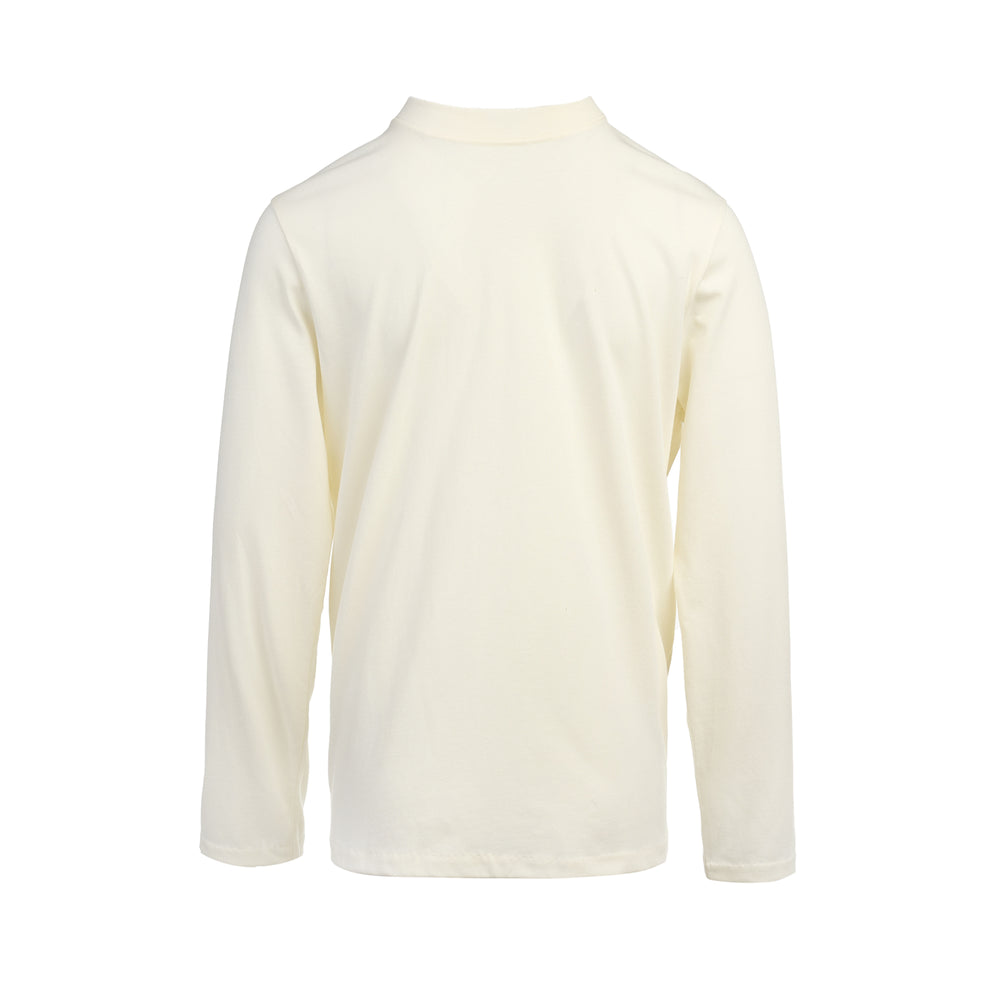 Fear of God Essentials Classic Fit Long Sleeve Tee in cream with bold dark grey number 26 graphic print on the back, shown from the rear