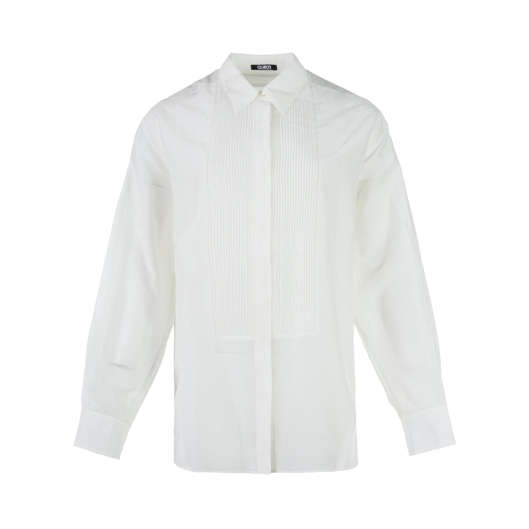 Club21 Collection Soline Pleated Bib Sheer Shirt