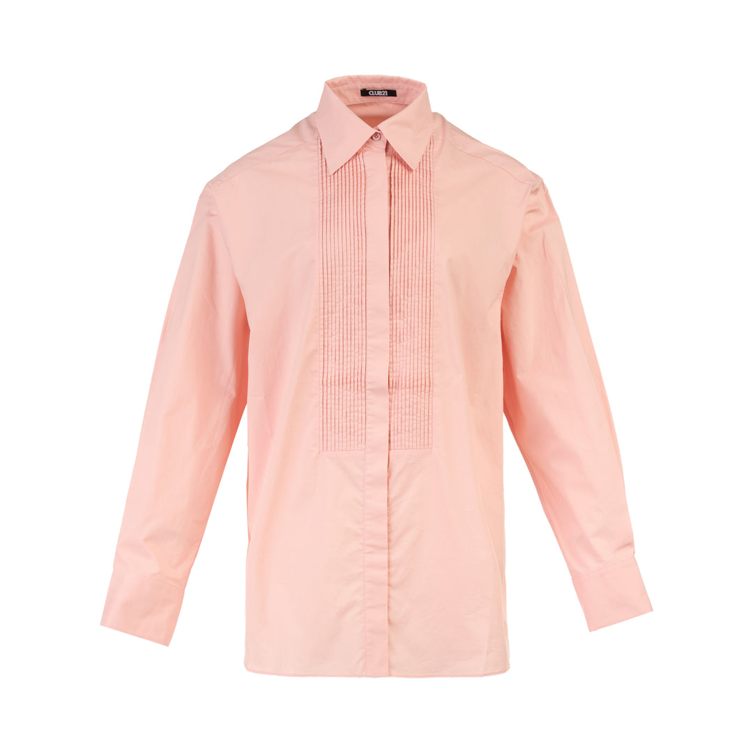 Club21 Collection Vera Pleated Bib Cotton Shirt