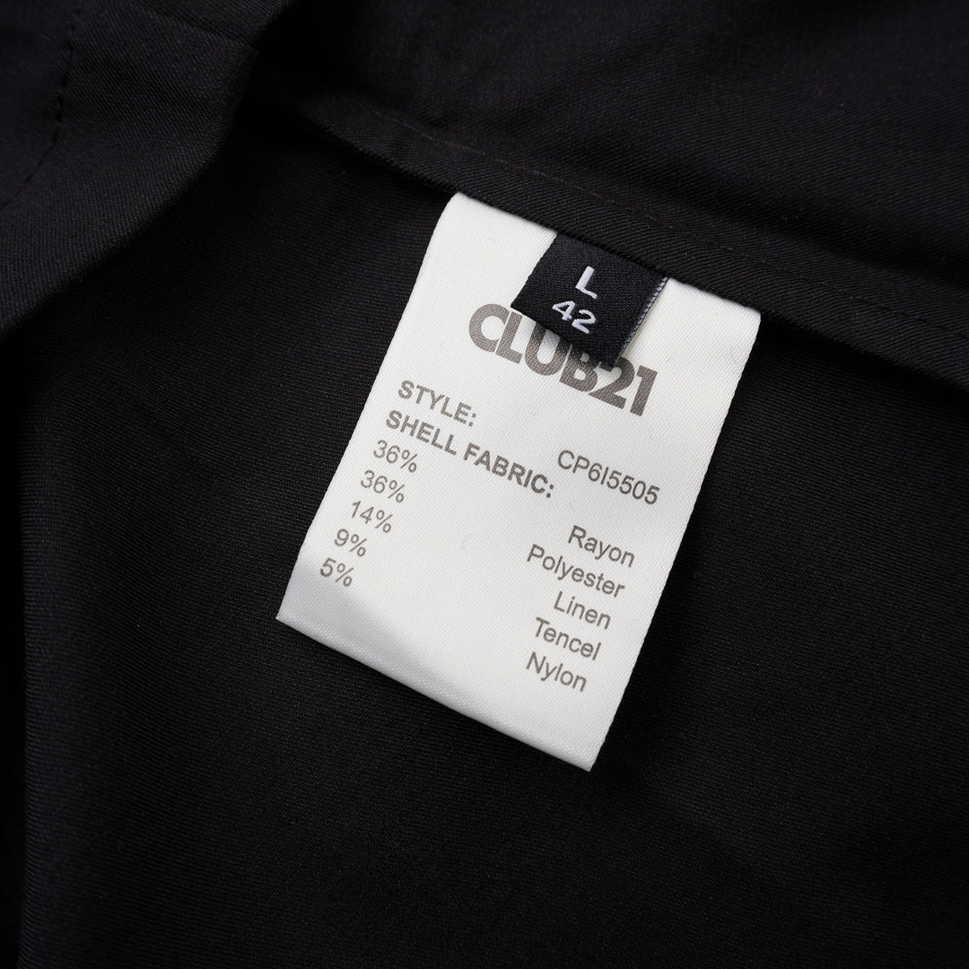 Black boat-neck short-sleeve top in light stretch rayon linen with kimono sleeves and gathered waist detail - view 3