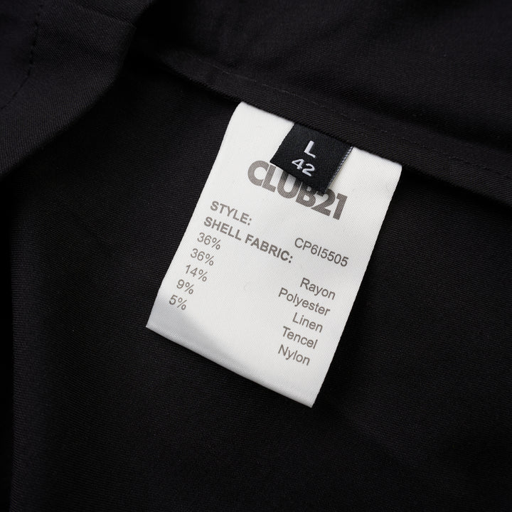 Black boat-neck short-sleeve top in light stretch rayon linen with kimono sleeves and gathered waist detail - view 3