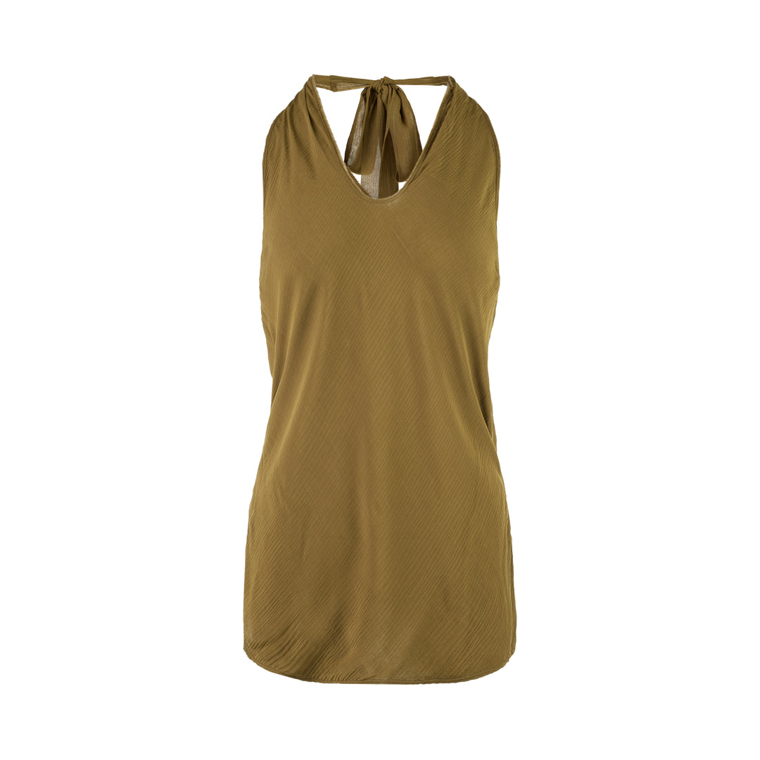 Club21 Collection Rina Crinkle Silk Halter Top