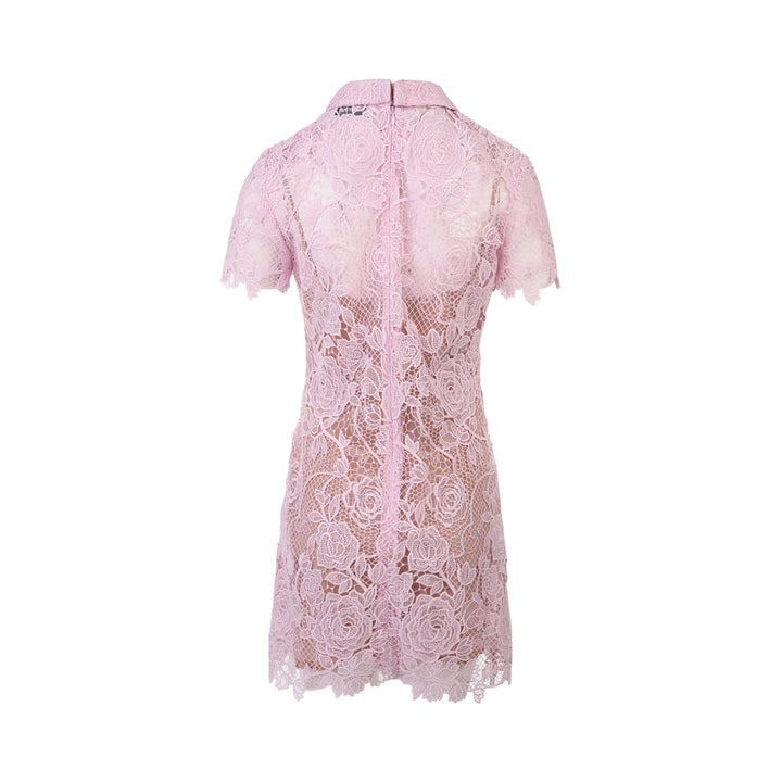 Pink Lace Button Down Mini Dress
