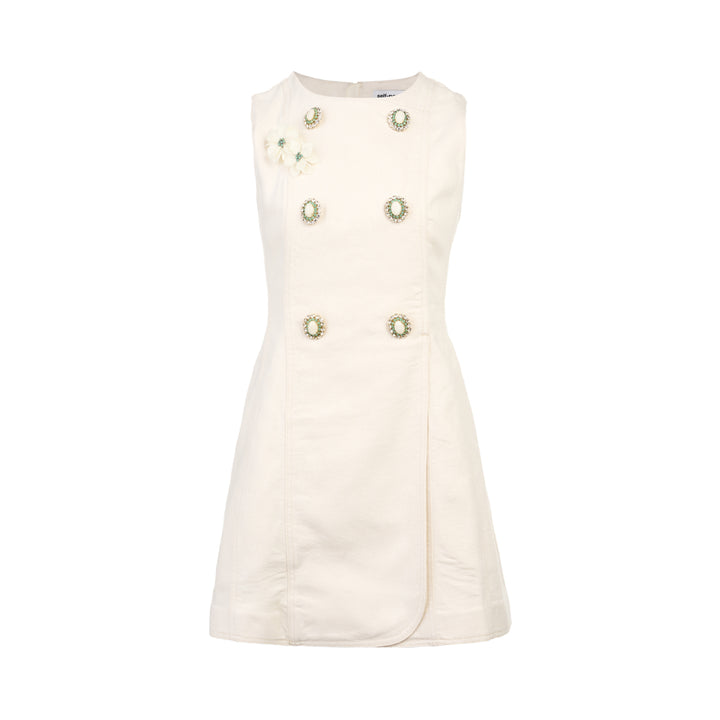 Cream Denim Double Breasted Mini Dress