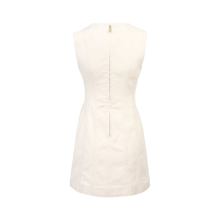 Cream Denim Double Breasted Mini Dress