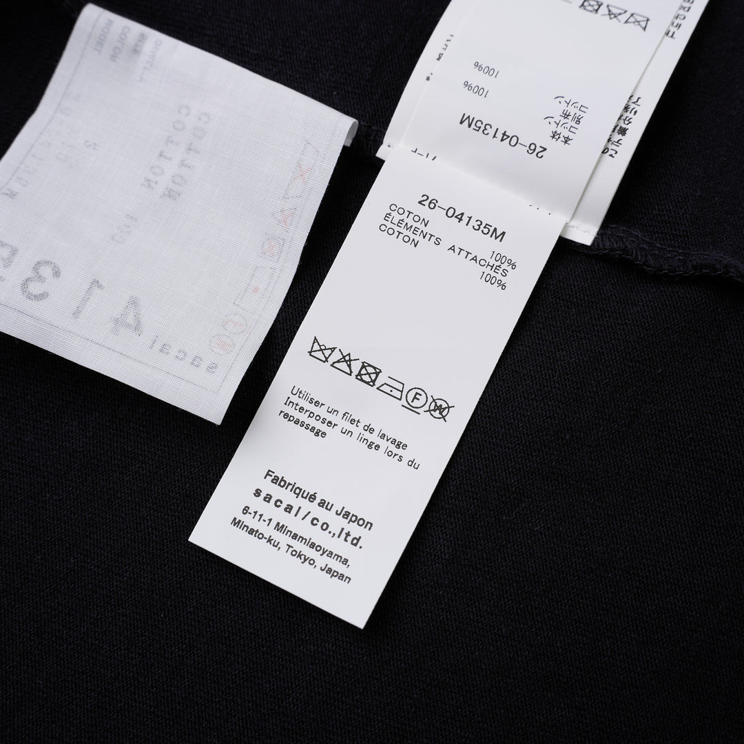 sacai chusen-dyed cotton jersey T-shirt with white, brown, green and navy dyed bands and a chest pocket - view 4