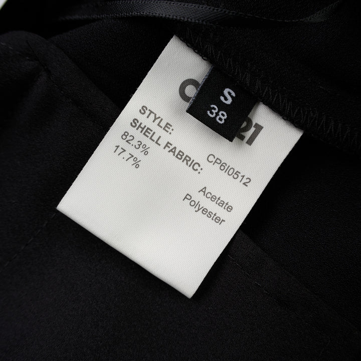 Black wide-leg cargo pants in crepe acetate mix with flap side pockets and panelled front, shown from the front - view 3