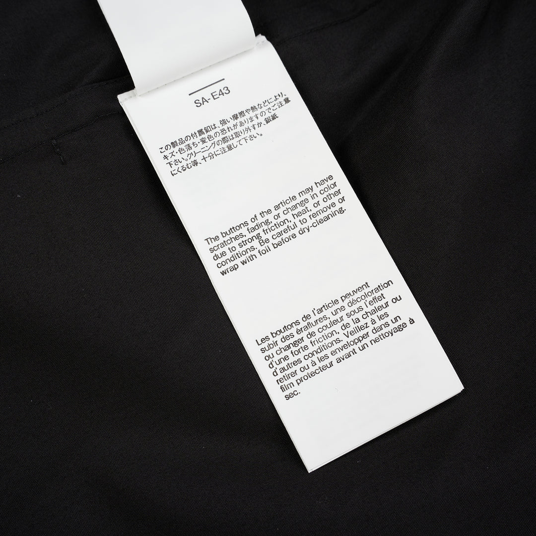 sacai Poplin X Suiting Shirt in black with double-breasted blazer front, peak lapels and gold anchor buttons over a poplin shirt body - view 5