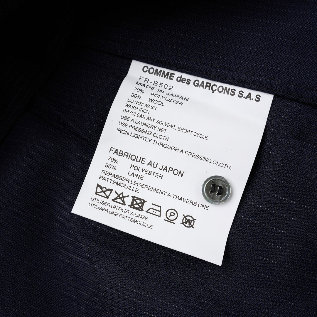Comme des Garçons Shirt dark pinstripe long sleeve shirt with pointed collar, button front and chest pocket - view 3
