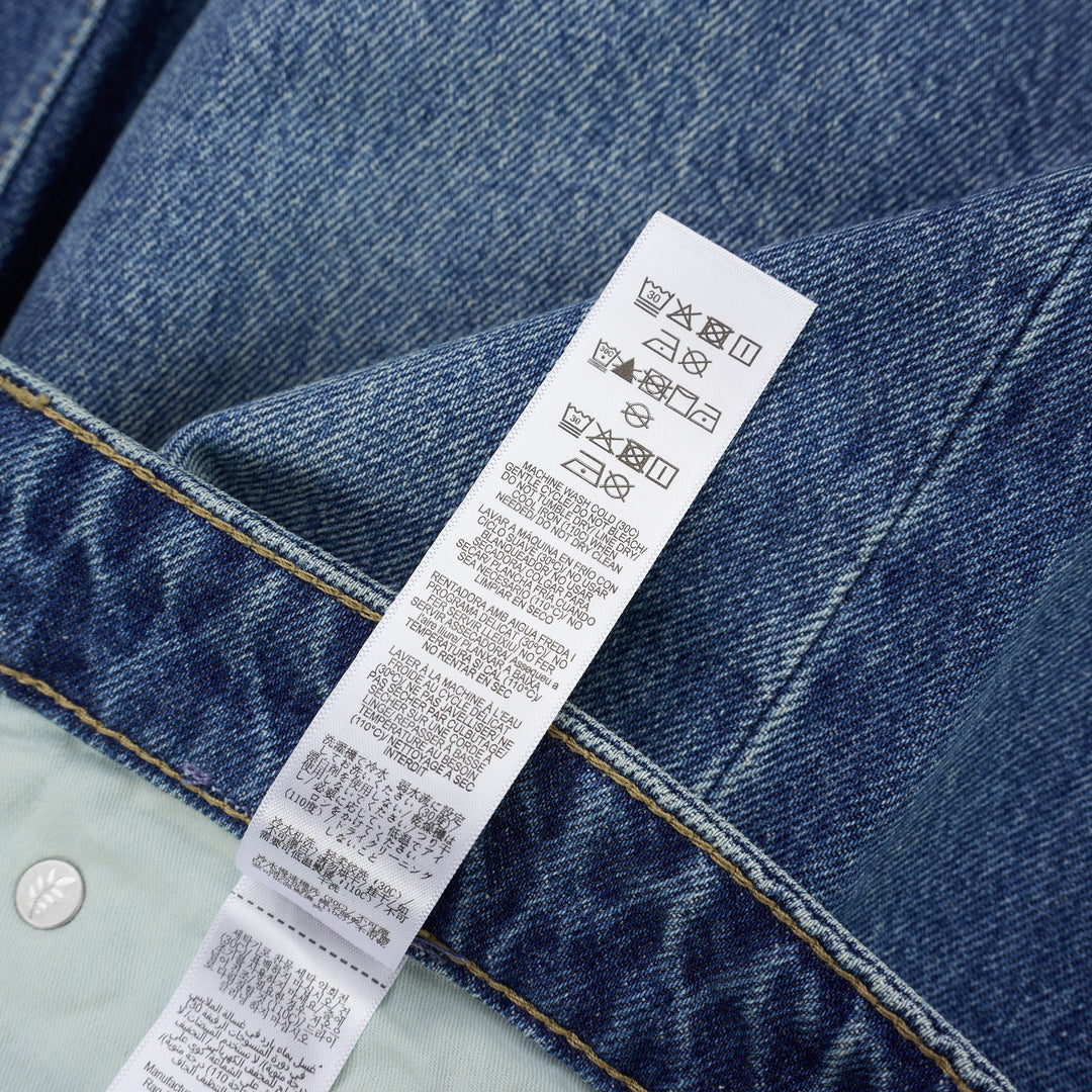 rag & bone Logan Wide Jeans in a faded mid-blue wash, shown from the front with a high-rise waist and wide straight leg - view 5