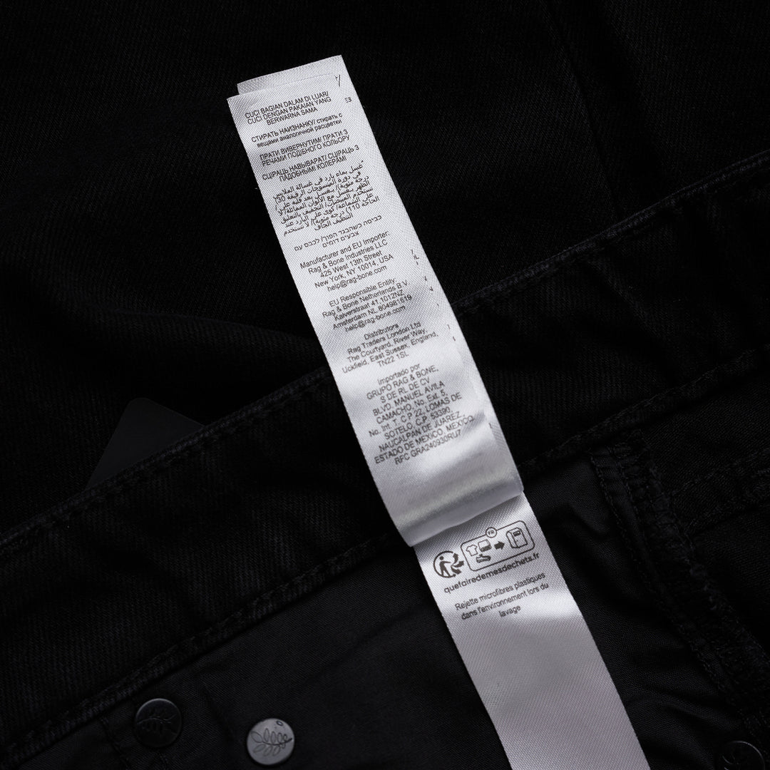 rag & bone Cam Full Straight Jeans in washed black denim, shown from the front with low-rise waist and full straight leg - view 5