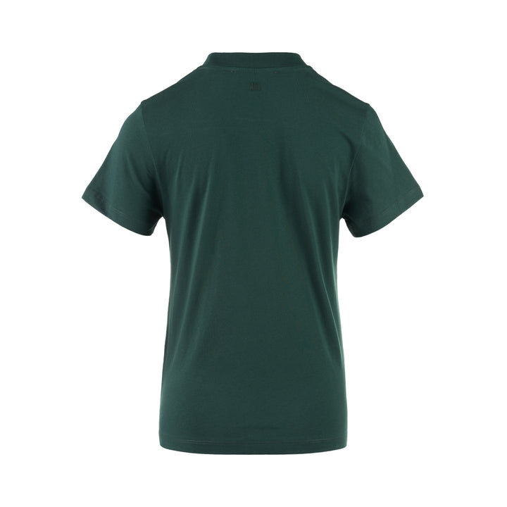 AMI forest green short-sleeve crew neck T-shirt with a small black Ami de Cœur embroidered logo at the chest - view 2