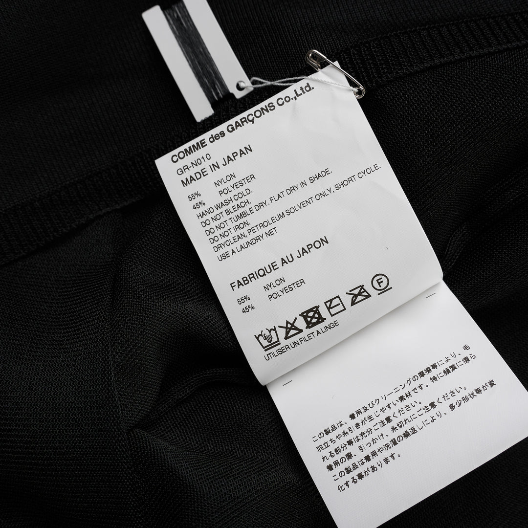 Comme des Garçons black sheer jersey blouse with voluminous balloon sleeves and gathered shoulder details, shown from the front - view 3