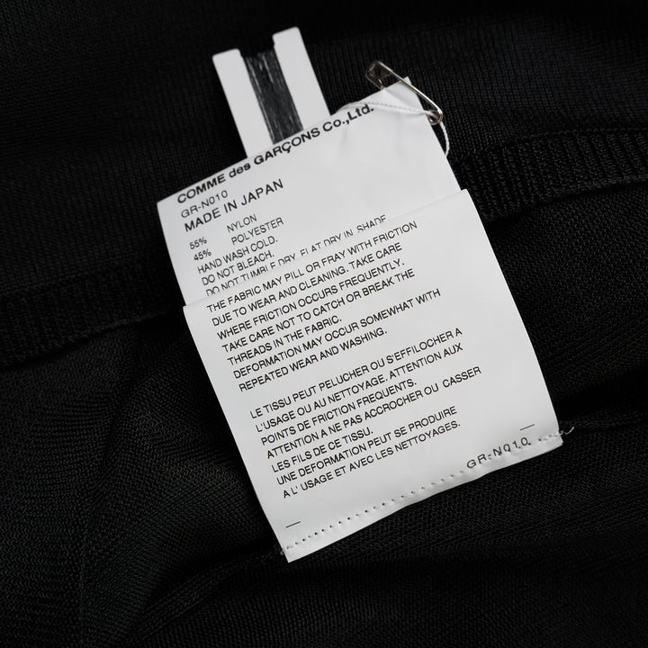 Comme des Garçons black sheer jersey blouse with voluminous balloon sleeves and gathered shoulder details, shown from the front - view 4