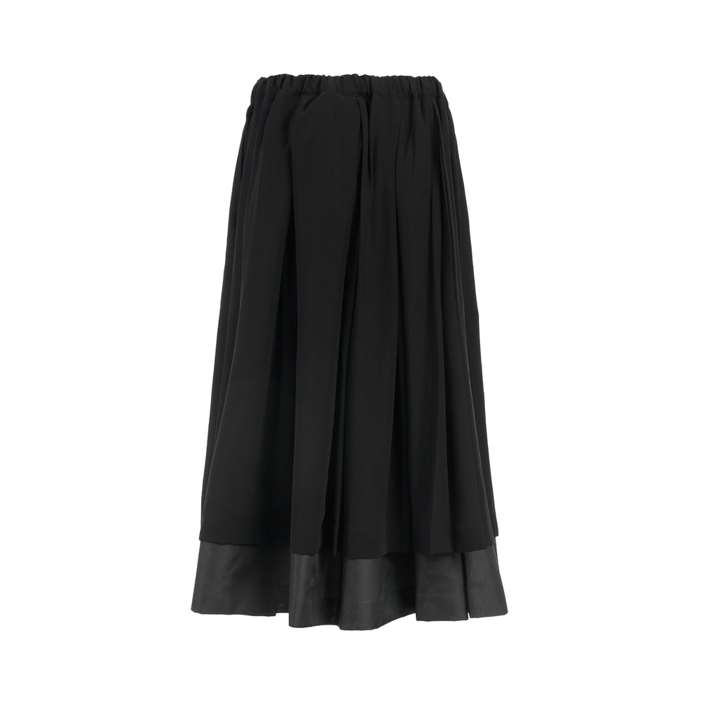 Comme des Garçons black pleated midi skirt with elasticated waist and sheer layered hem - view 2